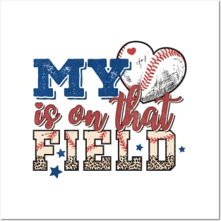 My heart is on the field Baseball Retro Funny Quote Hilarious Sayings Humor Posters and Art